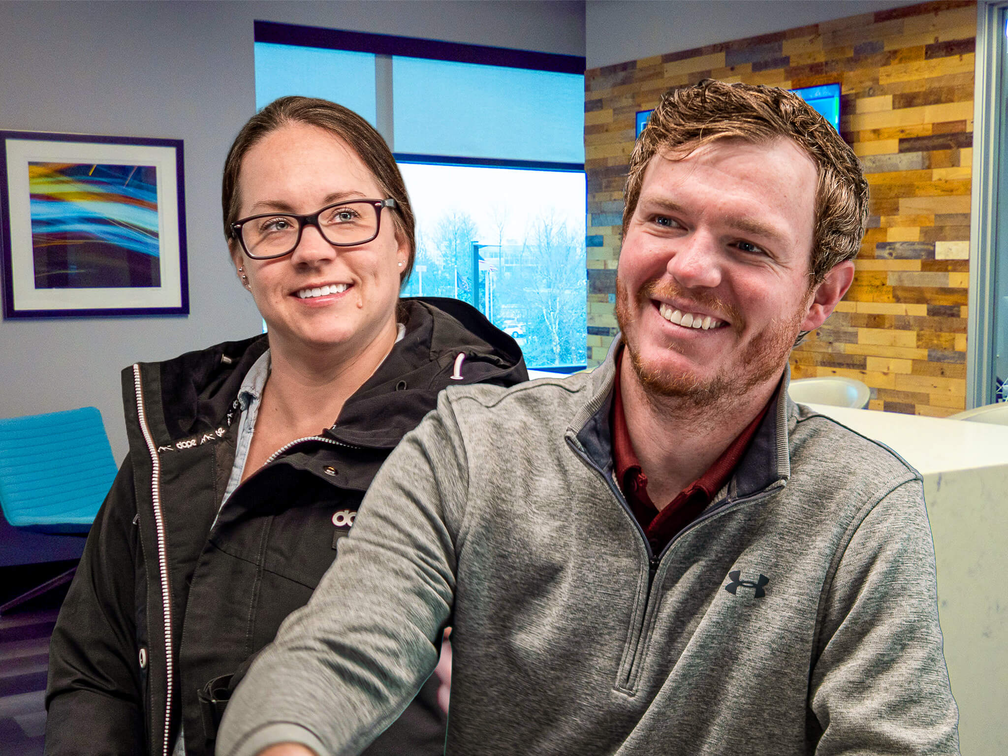 Dr. Brent and Kim Habecker smiling at their yearly planning meeting at Four Quadrants Advisory.